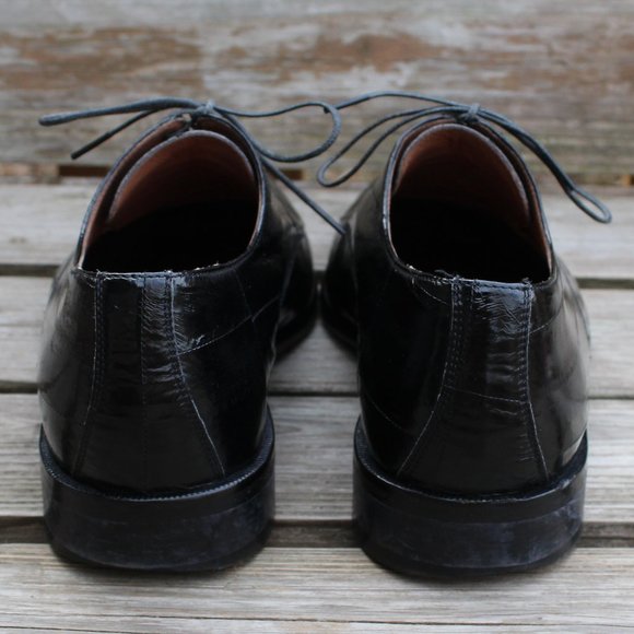 Black Genuine Eel Skin Derby, Handmade in Italy, Men's Size 8.5, GUC - Picture 7 of 15